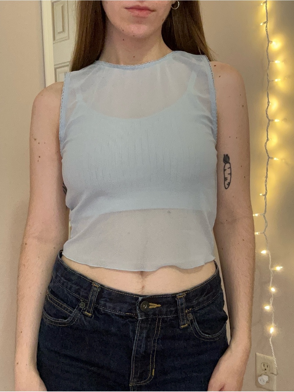 Light Blue Mesh Tank Top